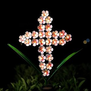 lot 10110 image: Starryfill 39 (H) Solar Stake Lights Metal Cross Pink Hydrangea Flower 26 LED Waterproof Warm White Solar Lights Outdoor Decorative for Remembrance Gifts Garden Pathway Patio Backyard Lawn