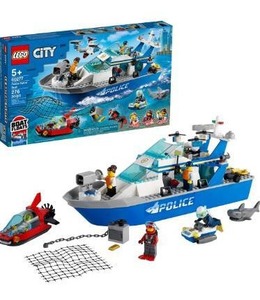 lot 10112 image: LEGO City Police Patrol Boat 60277 Building Kit Cool Police Toy for Kids, New 2021 (276 Pieces)