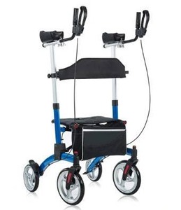 lot 10121 image: HCT-9291D ELENKER Upright Walker Stand Up Folding Rollator Walker With Adjustable Backrest, 10 Front Wheels And Compact Design For Seniors Stand Up Walker Blue