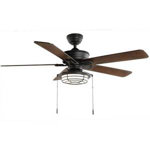 lot 10150 image: Hampton Bay Norwood 52 in. IndoorOutdoor LED Matte Black Damp Rated Downrod Ceiling Fan with Light Kit and 5 Reversible Blades
