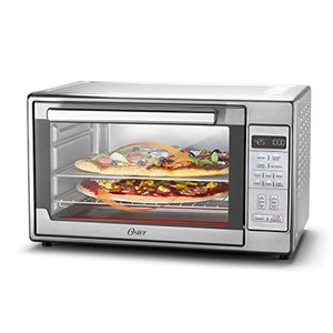 lot 10157 image: Oster Air Fryer Oven, 10-in-1 Countertop Toaster Oven Air Fryer Combo, 10.5 x 13 Fits 2 Large Pizzas, Stainless Steel