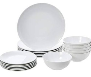 lot 10160 image: Amazonbasics 18-piece Dinnerware Set, Service For 6