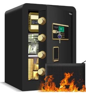 lot 10186 image: 2.3 Cubic Large Safe Box Fireproof Waterproof, Personal Home Security Safe with Digital Keypad LCD Display, LED Motion Light, Interior Cabinet Box, Fireproof Safe for Firearm Money Documents Valuables