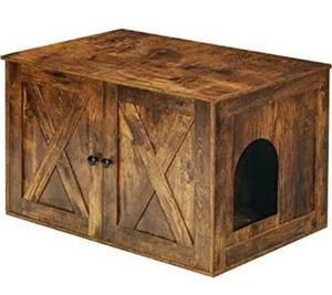 lot 10210 image: Dwanton Litter Box Enclosure, Cat Litter Box Furniture Hidden, Litter Box Furniture, Cat Washroom End Table, Wooden Cat House, Fit Most of Litter Box, Nightstand