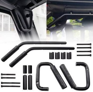 lot 10221 image: MEALAM Front & Rear Grab Handle Kit Aluminum Alloy Grab Bar for 2007-2018 Jeep Wrangler JK JKU Rubicon Sport Sahara (Black)