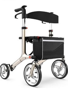 lot 10231 image: Healconnex Luxury Rollator Walkers for Seniors-Bulit-in Cable Rollator Walker with Seat, 10Large Wheels,Aluminium Lightweight Senior Walker with Soft Rubber Handle,Padded Seat and Backrest