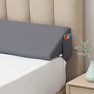 lot 10245 image: Vekkia King Size 76x10x6 Bed Wedge PillowHeadboard PillowMattress Wedge Gap Filler to Close The Gap (0-7) Between Headboard and Mattress Gray