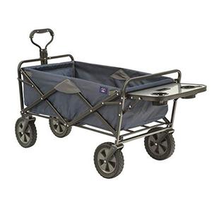 lot 10248 image: Mac Sports Collapsible Outdoor Utility Wagon with Folding Table and Drink Holders, Blue