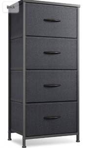 lot 10261 image: Cubiker Dresser Storage Tower, 4 Drawers Fabric Organizer Unit for Bedroom Hallway Entryway Closets, 16 Small Dresser Clothes Storage with Sturdy Steel Frame Wood Top, brown
