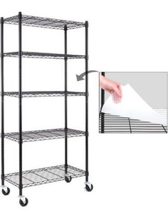 lot 10262 image: EFINE 5-Shelf Shelving Units and Storage on 3 Wheels with 5-Shelf Liners, NSF Certified, Adjustable Heavy Duty Carbon Steel Wire Shelving Unit (30W x 14D x 63.7H) Pole Diameter 1 Inch