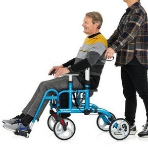 lot 10269 image: OasisSpace 2 in 1 Rollator Walker with Footrest - Transport Walker Chair with 10 inch Wheels, Walker with Cup Holder for Adult