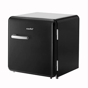 lot 10294 image: COMFEE 1.6 Cubic Feet Solo Series Retro Refrigerator Sleek Appearance HIPS Interior, Energy Saving, Adjustable Legs, Temperature Thermostat Dial, Removable Shelf, Perfect for HomeDormGarage black