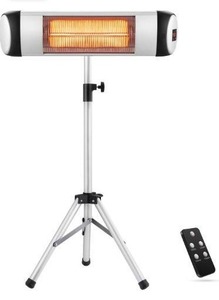 lot 10296 image: Xbeauty Electric Patio Heater, OutdoorIndoor Electric Infrared Heater Freestanding&Wall Mounted Space Heater for Garden, Balcony, Garage with Waterproof Aluminum Pole&Remote Control