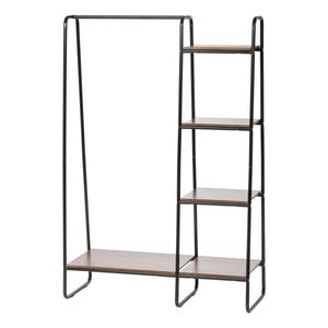 lot 10298 image: IRIS Metal Garment Rack with Wood Shelves Black