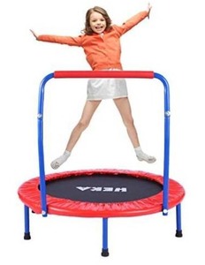lot 10299 image: HEKA Mini Trampoline for Kids, 36 Foldable Rebounder Trampoline with Anti-Slip Handle and Safety Pad, Exercise Trampoline for Indoor Outdoor Workout, Toddler Trampoline 260lbs