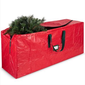lot 10318 image: Large Christmas Tree Storage Bag - Fits Up to 9 ft Tall Holiday Artificial Disassembled Trees with Durable Reinforced Handles & Dual Zipper - Waterproof Material Protects from Dust,