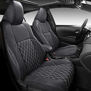 lot 10340 image: NS YOLO Full Coverage Faux Leather Custom Car Seat Covers Full Set Fit for 2014-2022 Toyota Corolla (2020-2022 Corolla L LE, Black)