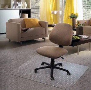 lot 10346 image: Kuyal Carpet Chair Mat, 48 x 36 PVC Home Office Desk Chair Mat for Floor Protection, Clear, Studded, BPA Free Matte Anti-Slip (36 X 48 Rectangle)