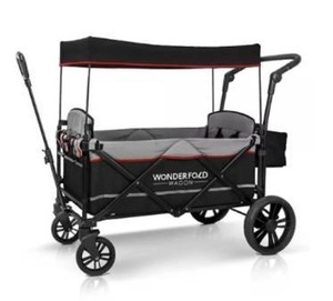 lot 10382 image: WonderFold Wagon Outdoor X2 Push  Pull Double Stroller Wagon - BlackGray