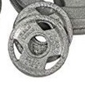 lot 10390 image: Set of Two 2.5lb Sporzon Cast Iron 1-Inch Grip Plate Weight Plate for Strength Training, Weightlifting and Crossfit , Gray