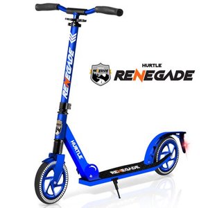 lot 74039 image: Hurtle Fitness HURTSBU.5 - Lightweight and Foldable Kick Scooter - Adjustable Scooter for Teens and Adult, Alloy Deck with High Impact Wheels (Blue)