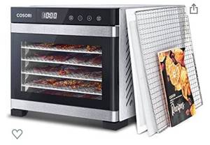 lot 74047 image: COSORI Food Dehydrator (50 Recipes) for Jerky, Vegetables Fruit, Meat, Dog Treats, Herbs, and Yogurt, Dryer Machine with Temperature Control, 6 Stainless Steel Trays, ETL Listed, Silver
