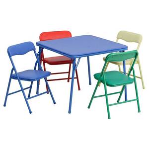 lot 74051 image: Flash Furniture Kids Colorful 5 Piece Folding Table and Chair Set