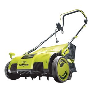 lot 74061 image: Sun Joe Electric Walk Behind Push Lawn Dethatcher - Scarifier w Collection Bag