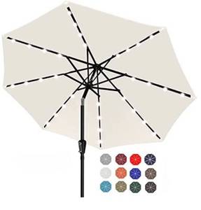 lot 74066 image: Durable Solar Led Patio Umbrellas with 32LED Lights 9FT by ABCCANOPY