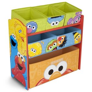 lot 74087 image: Sesame Street 6 Bin Toy Organizer by Delta Children