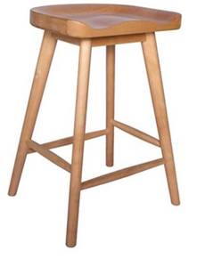 lot 74090 image: Rivet Counter-Height Kitchen Bar Stool, 24 H, Birch Wood, Natural Finish