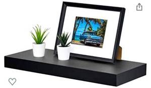lot 74102 image: WELLAND 24 inch Black Mission Floating Shelves for Wall, Bathroom Wall Mount Shelves, Wood Modern Display Shelves, Book Shelves,for Bedroom,Living Room and Kitchen
