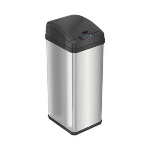 lot 74104 image: iTouchless - 13 Gallon Rectangular Sensor Trash Can with AbsorbX Odor Control System, Stainless Steel Kitchen Automatic Garbage Bin - Silver