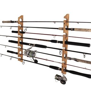 lot 74109 image: Rush Creek Creations 2 in 1, 8 Fishing Rod WallCeiling Rack