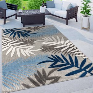 lot 74111 image: Palm Frond IndoorOutdoor Blue 5 x7 Area Rug