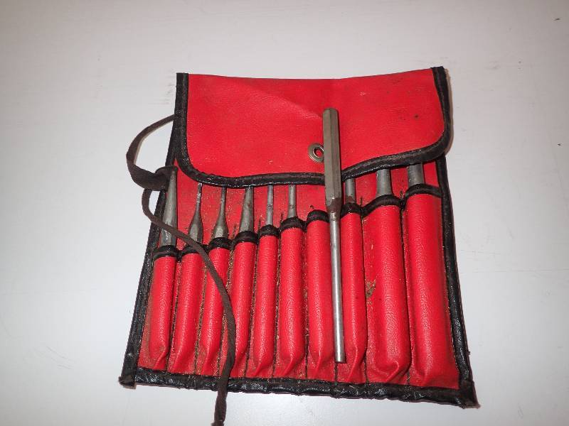 lot 2756 image: Old Forge 10 Piece Punch Driver Set w Case