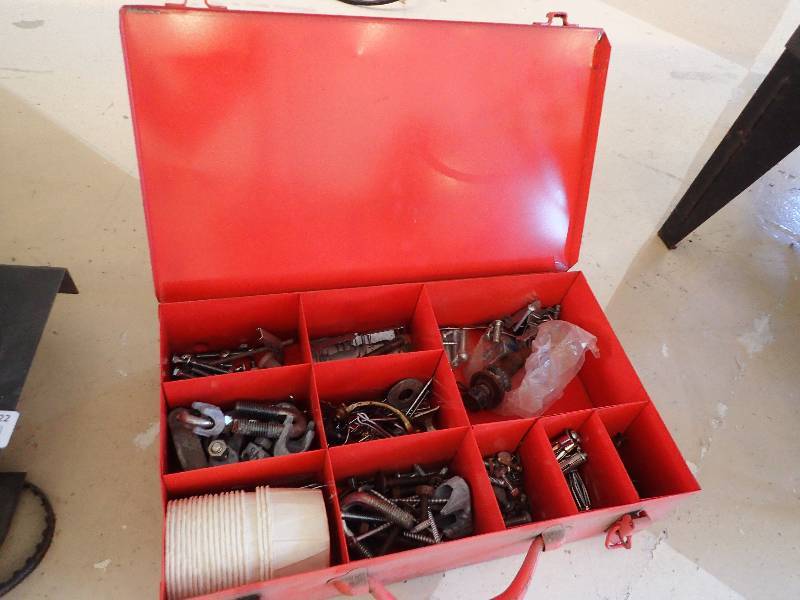 lot 2823 image: Hilti Metal Container Storage Box w Hardware