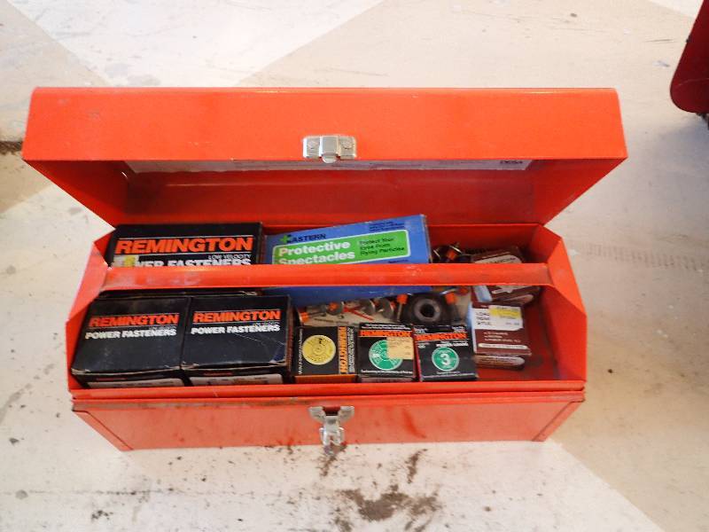 lot 2825 image: Remington Concrete Nailer Set w Metal Storage Box