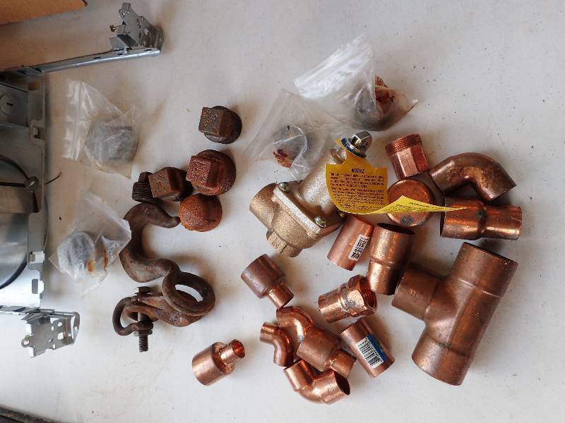 lot 1366 image: Lot Of Copper Fittins And Recessed Lighting Fixture