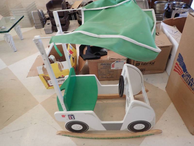 lot 1667 image: Kids Wooden Rocking Car Chair