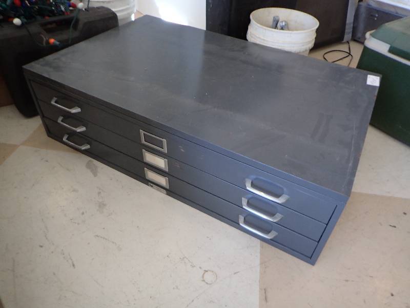 lot 1818 image: 3 Door Metal Plans Cabinet