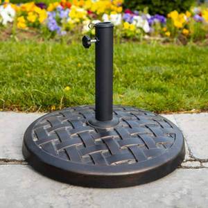 lot 25506 image: Walker Edison Round Rust Resistant Polyresin Patio Umbrella Base