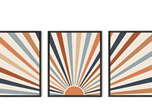 lot 50192 image: Haus and Hues Framed Boho Wall Art,Sun Wall Decor