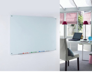 lot 50256 image: Audio-Visual Direct Magnetic White Glass Dry-Erase Board Set