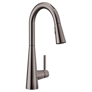 lot 50264 image: Moen Sleek Smart Touchless Pull Down Sprayer Kitchen Faucet,Black Stainless