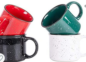 lot 50284 image: Cutiset 14 Ounce Ceramic Speckled Campfire Coffee Mugs, Set of 4