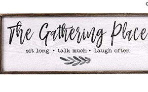 lot 50301 image: TERESAS COLLECTIONS Large Gather Sign, Rustic Wall Hanging