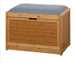 lot 50303 image: Natural Bamboo Entryway Shoe Storage Bench
