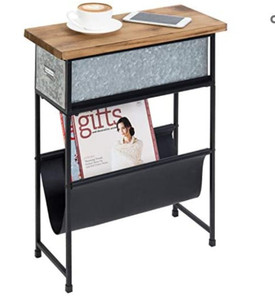 lot 50313 image: MyGift Rustic Wood and Metal Narrow End Table