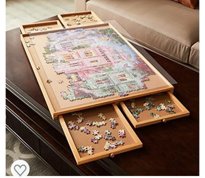 lot 50354 image: Jomtien Portable Puzzle Board with Drawer for Storing Puzzles